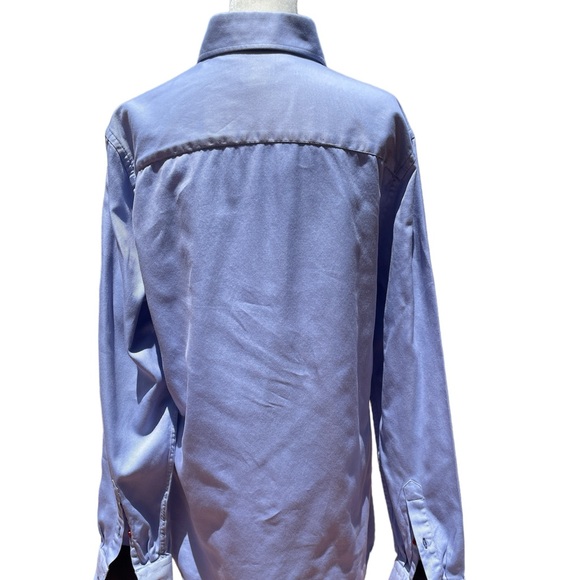 H&M Men's Long Sleeve Shirt Blue with Red Buttons Medium - Picture 5 of 11